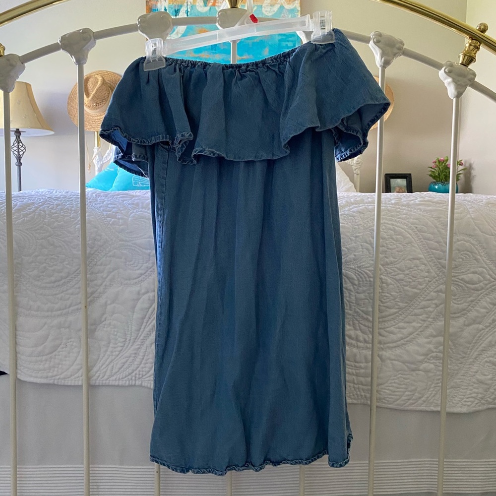 denim like off the shoulder dress